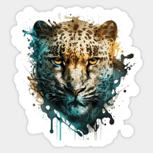 Panther Portrait Animal Painting Wildlife Outdoors Adventure Sticker